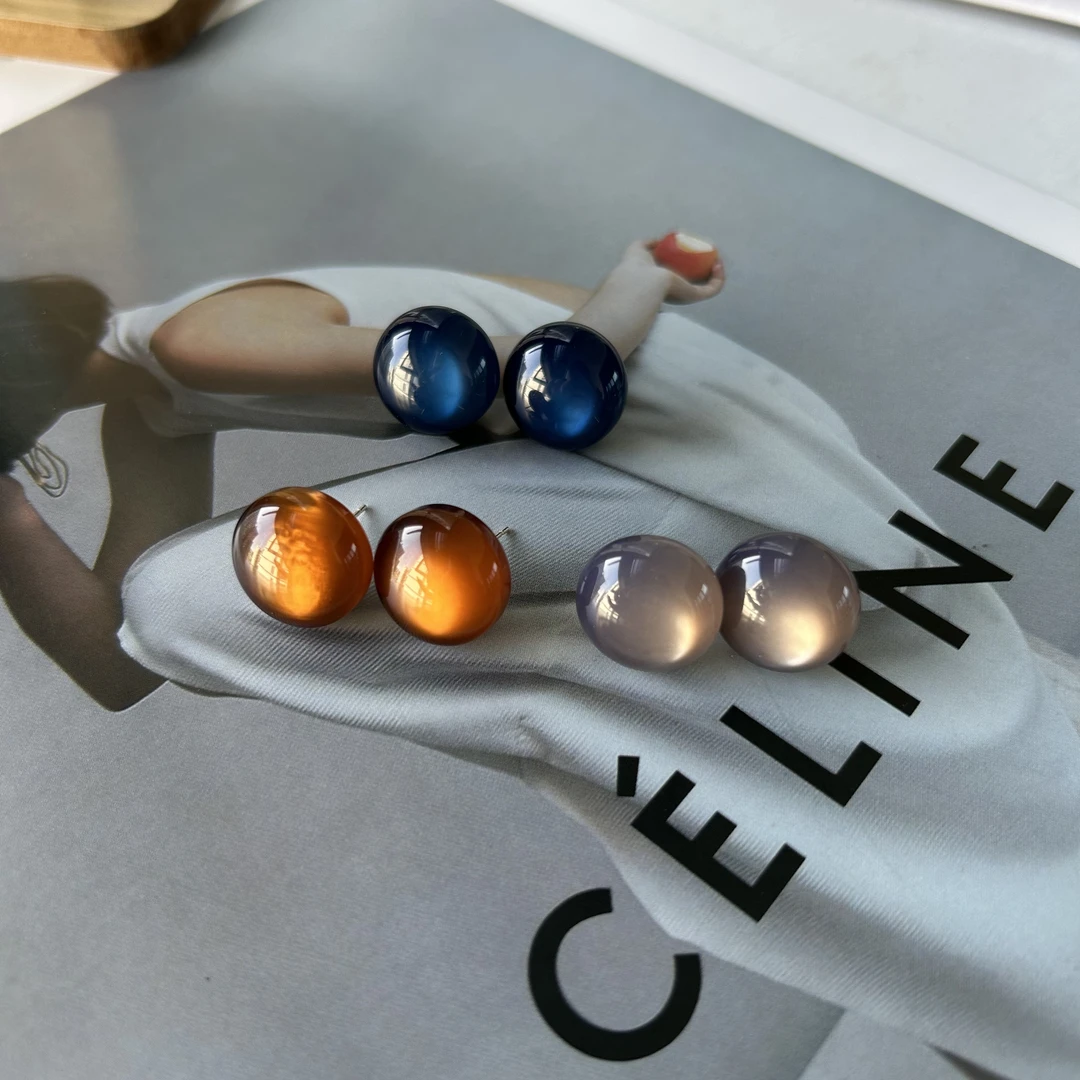 铜合金耳饰 极简轻奢猫眼耳钉ins百搭耳环爆款气质耳钉