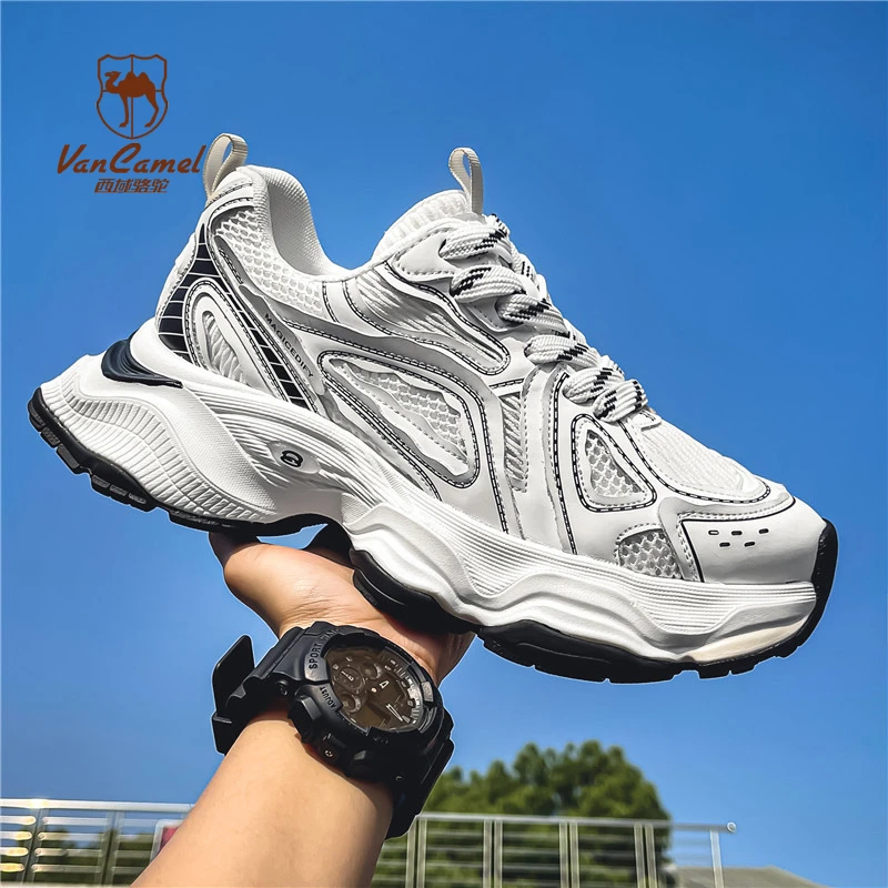 西域骆驼男士休闲百搭夏季透气潮流潮鞋厚底鞋子时尚春季跑步ins