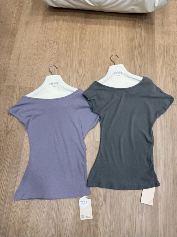 『小陈自制』设计感斜肩收腰T恤6b6