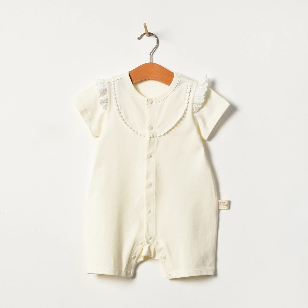 朴素耕XRQL03花边闭裆连体衣婴儿幼儿纯棉半袖薄款新生儿爬服