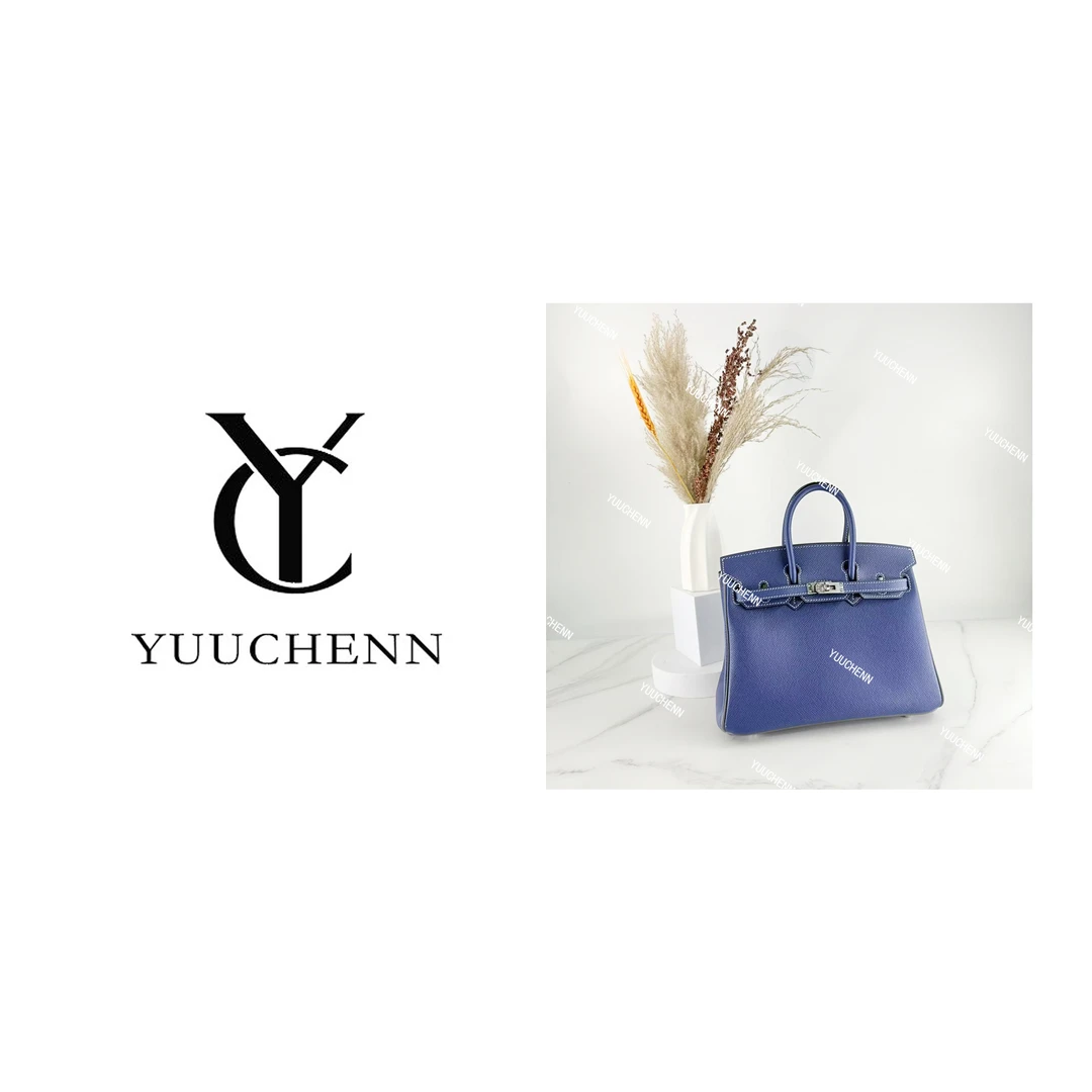 YUUCHENN爱马原版手工【birkin】进口掌纹皮 全钢五金 蓝拼红HH5286