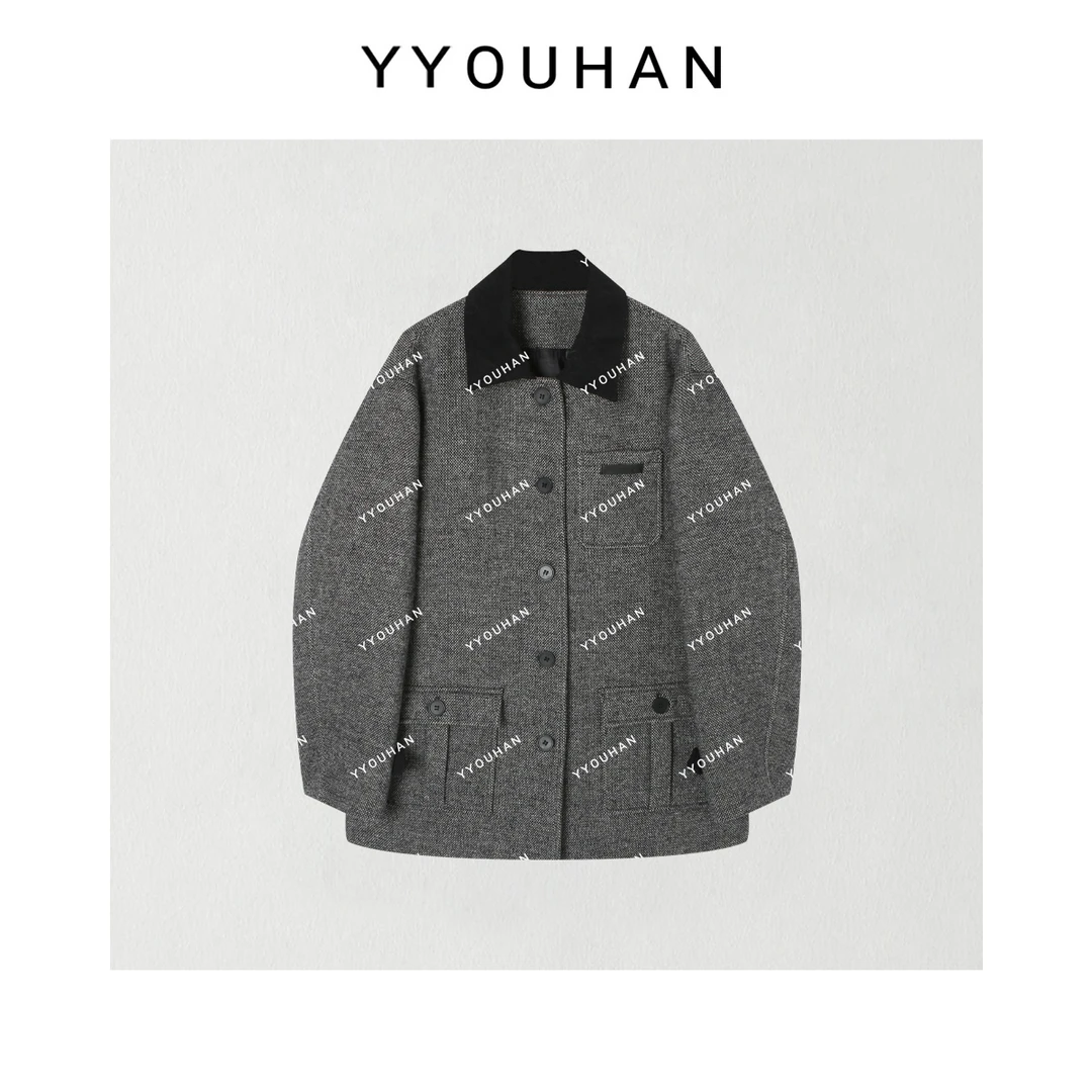 小静静一会【复古粗花呢羽绒服】宽松百搭外套 2412B6008