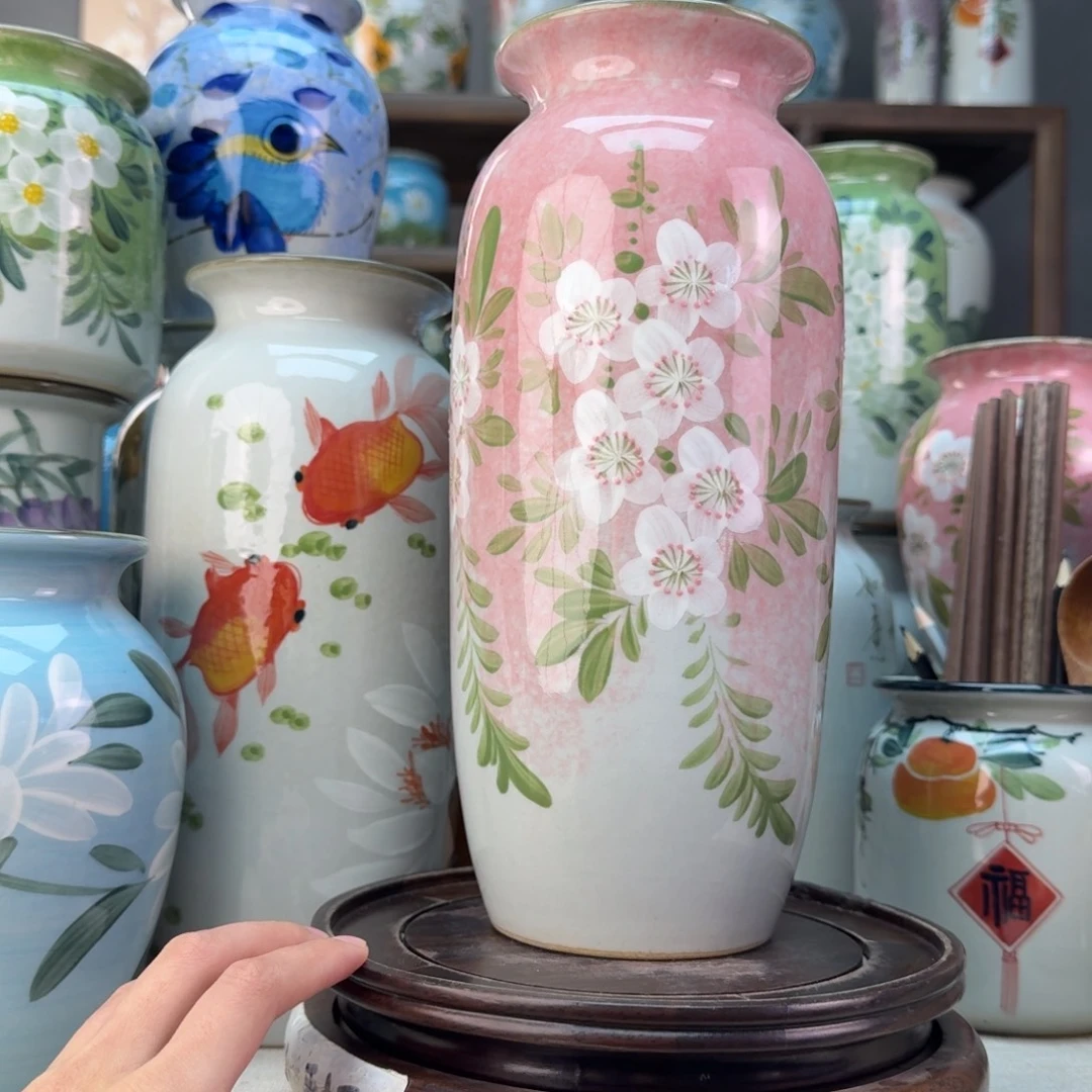 景德镇陶瓷手绘花瓶无孔
