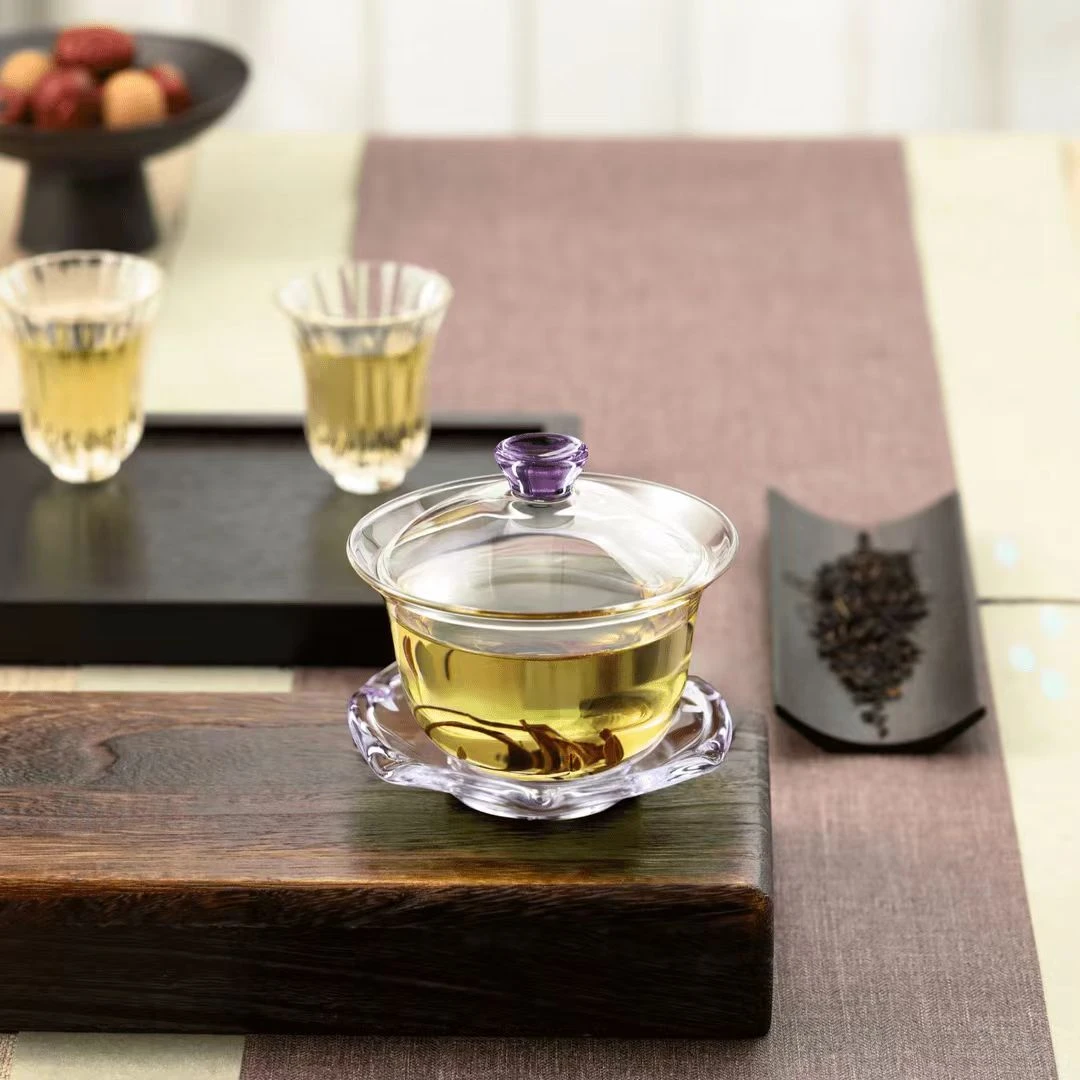 禾器【禅语盖碗】三才盖碗高硼硅耐热耐高温玻璃茶具泡茶器纯手工