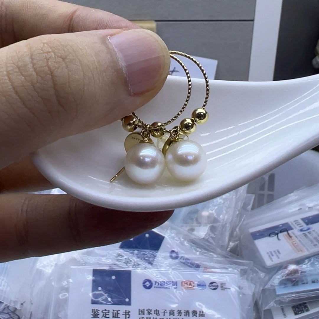 银S925镶嵌耳饰淡水珍珠