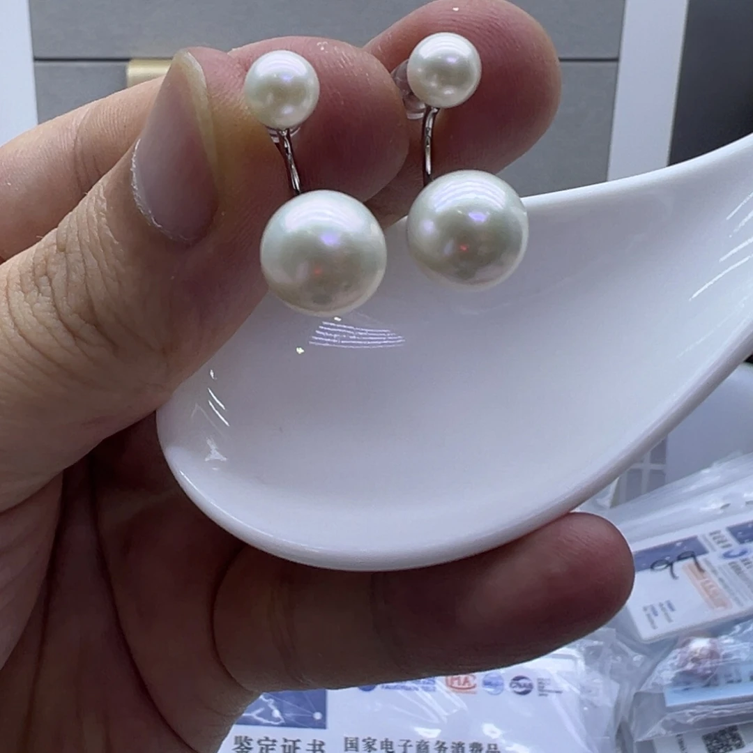 银S925镶嵌耳饰淡水珍珠