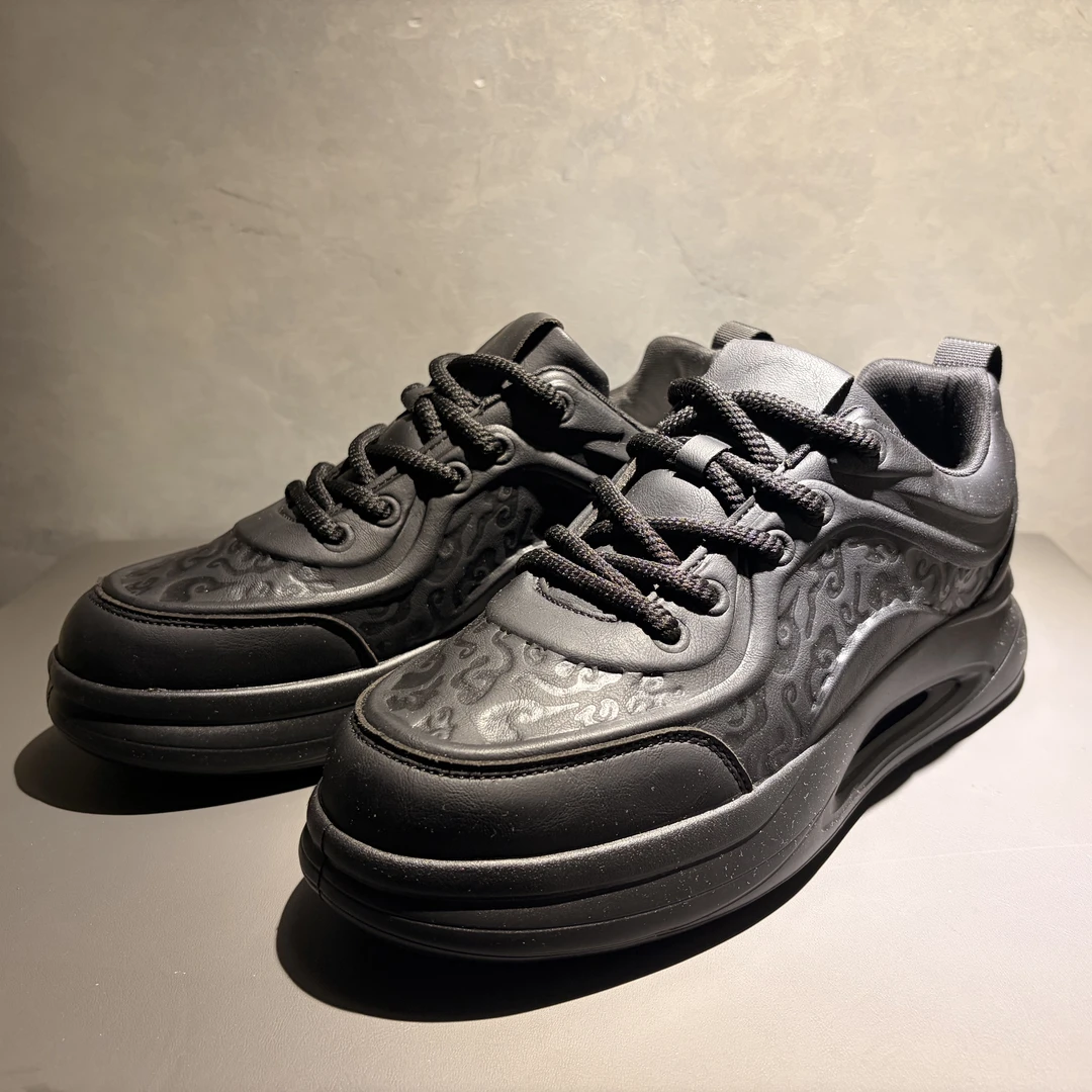 增高中国风冬季青年板鞋休闲板鞋潮流男士时尚百搭黑色开车男鞋