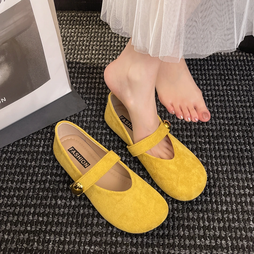 欧若风2025春秋新款浅口玛丽珍森系复古圆头勃肯鞋软底小单鞋女