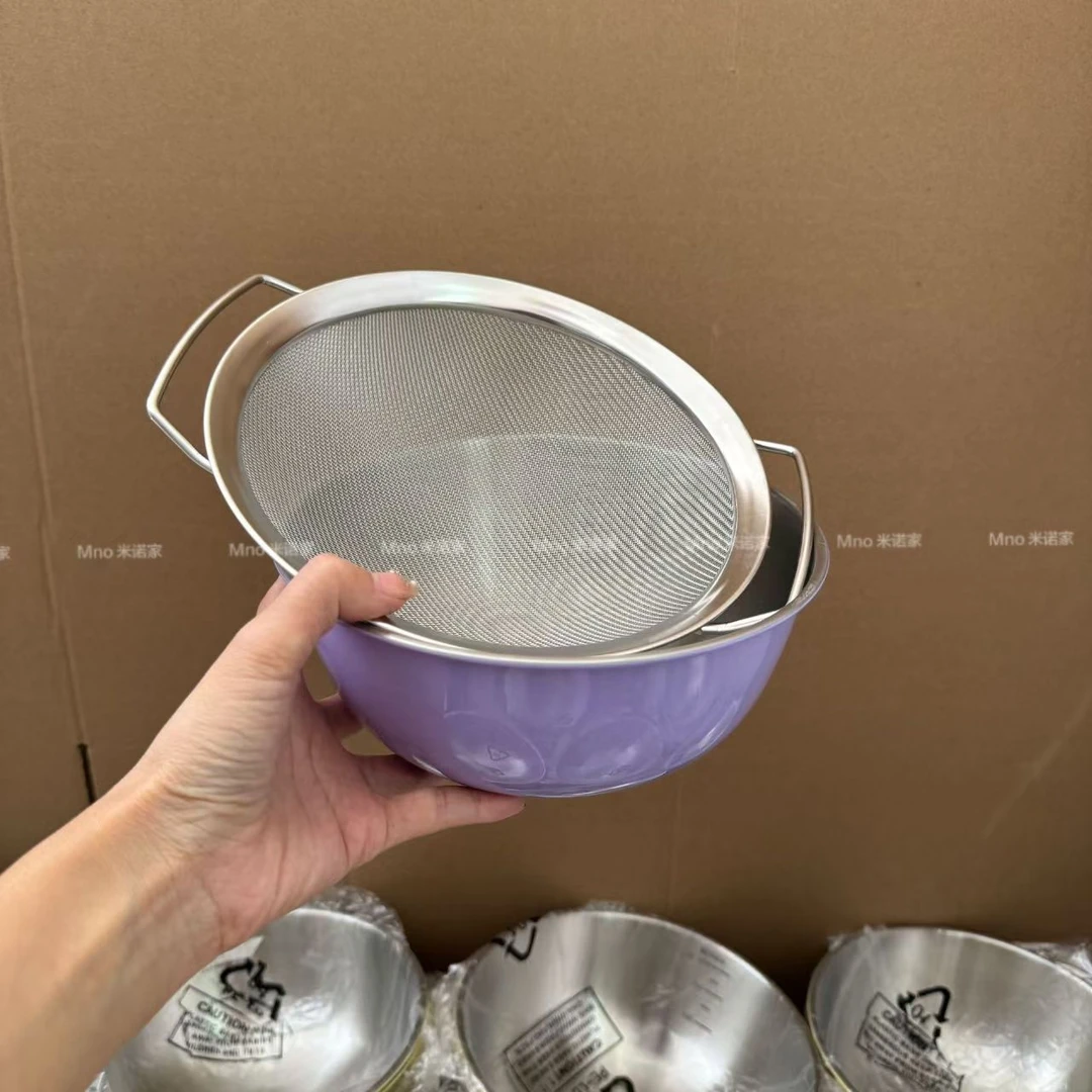 2454  304不锈钢双耳过滤网洗小米芝麻神器洗米筛滤油控油网筛盆