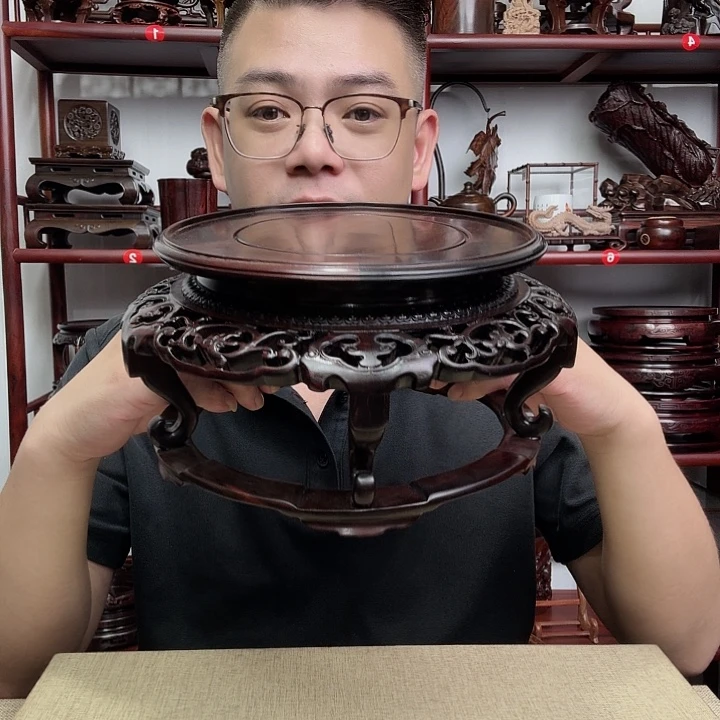 大红酸枝工艺品底座