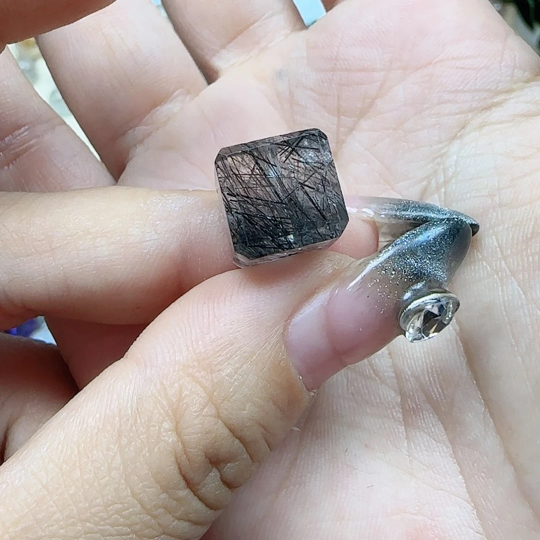 水晶手串未镶嵌米**米黑发方糖11.3