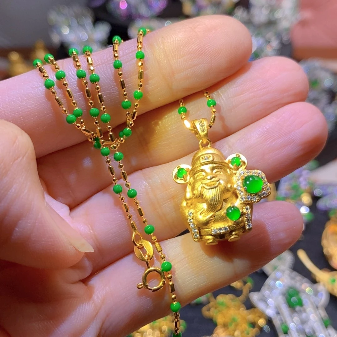 吊坠(不含链)银S925镶嵌翡翠