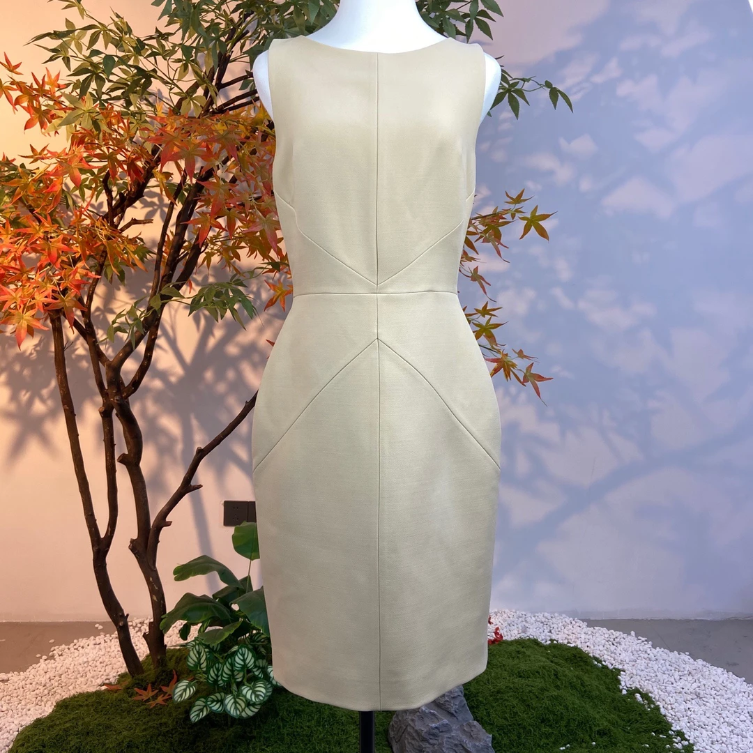 99新 DIOR/迪奥 2508174/38码/纯色拼接无袖连衣裙