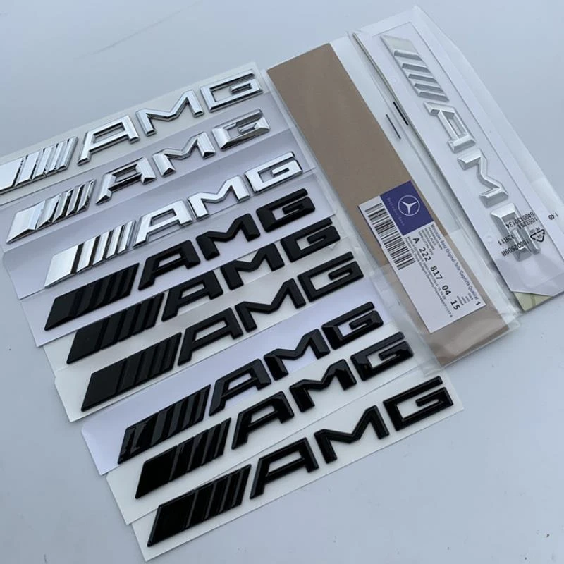 专用奔驰AMG字标A级C级E级CLA改装AMG车尾门标标贴后尾标志亮黑色