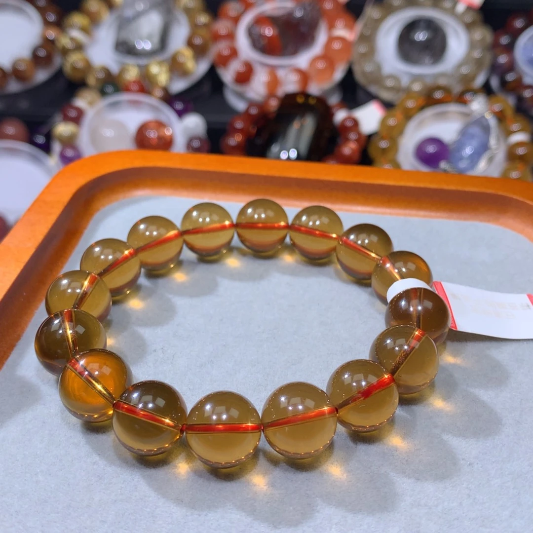 未镶嵌手链水晶金红黄水晶13mm