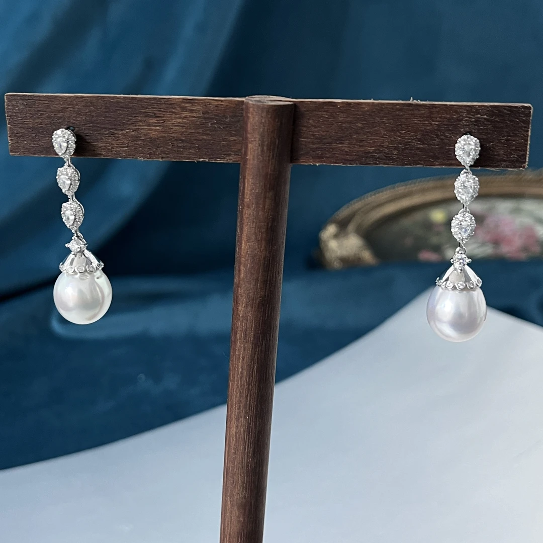 【鸭鸭】尊鼎珍珠-S925银海水珍珠澳白耳钉+珠径12-13mm 10g