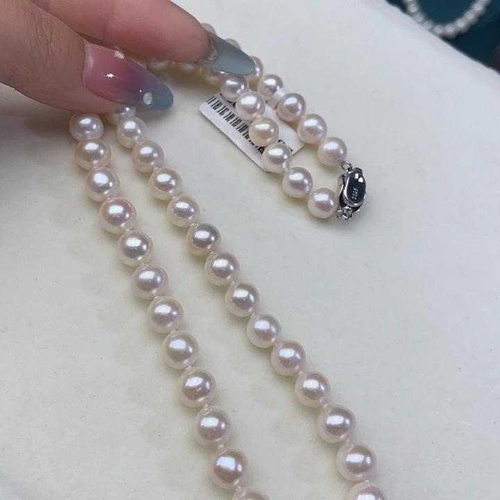 银S925镶嵌淡水珍珠颈饰卡8➕极光炫彩天女粉高品