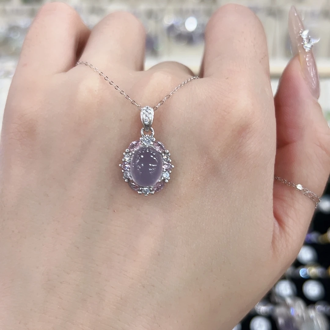 吊坠银S925镶嵌萤石