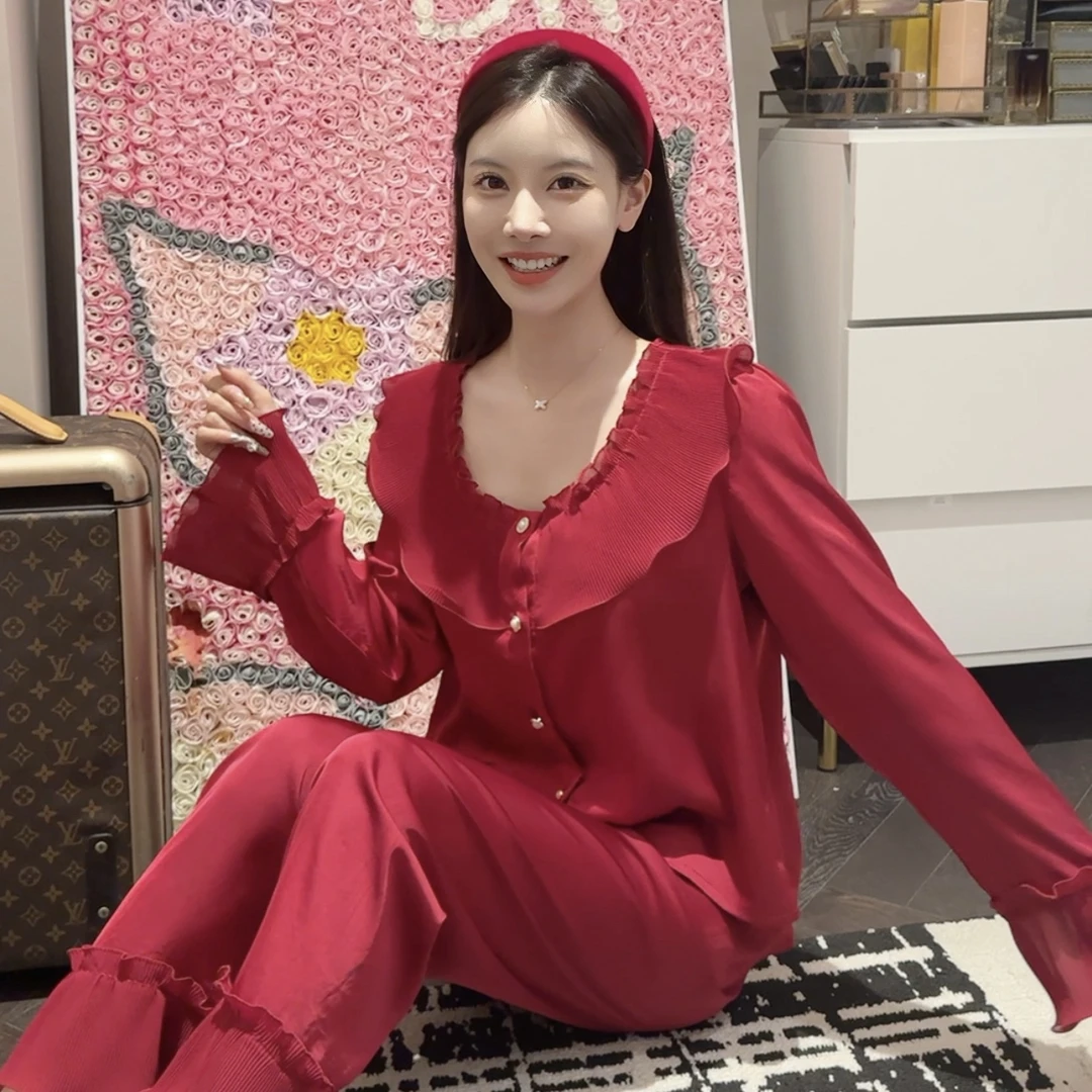 SIEOYJIEA/私迹大榕家四喜【公主日记红】女款长袖高定时尚家居服