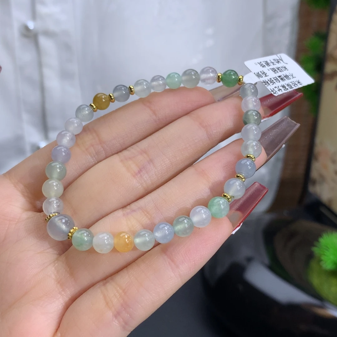 翡翠手链未镶嵌卡5.2-7冰胶马卡龙