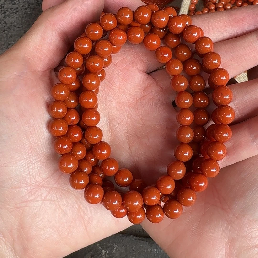 未镶嵌南红玛瑙手链项链多圈原矿南红瓦西高品满色满肉8mm