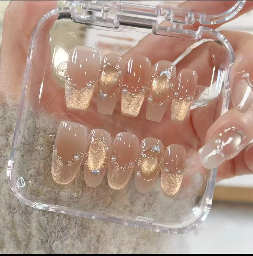 【纸醉金迷】纯手工穿戴甲美甲 穿戴式光疗甲 冰透渐变