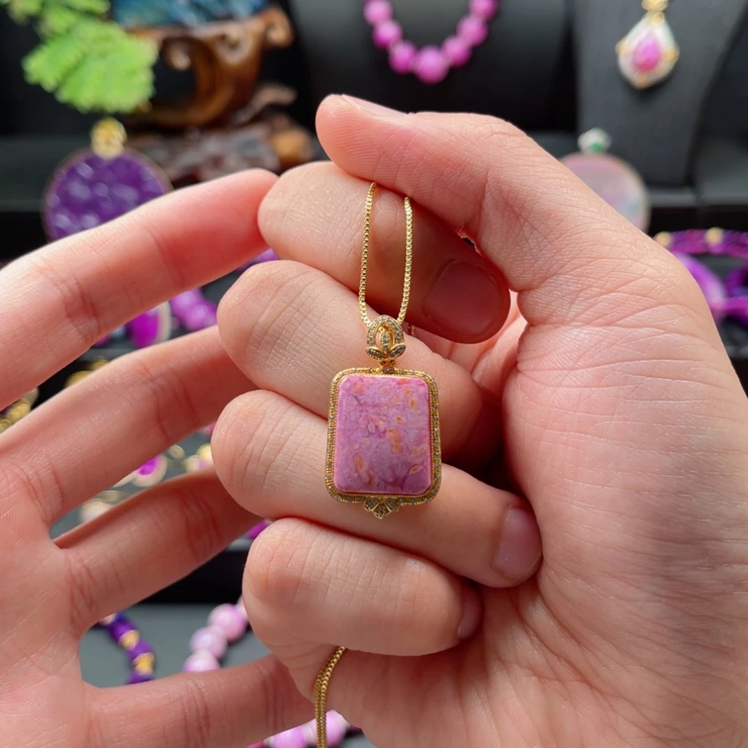 银S925镀金镶嵌苏纪石（舒俱来）吊坠