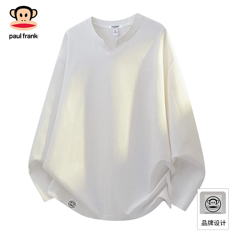 PaulFrank/大嘴猴潮牌美式长袖T恤秋季新款休闲宽松V领内搭上衣男