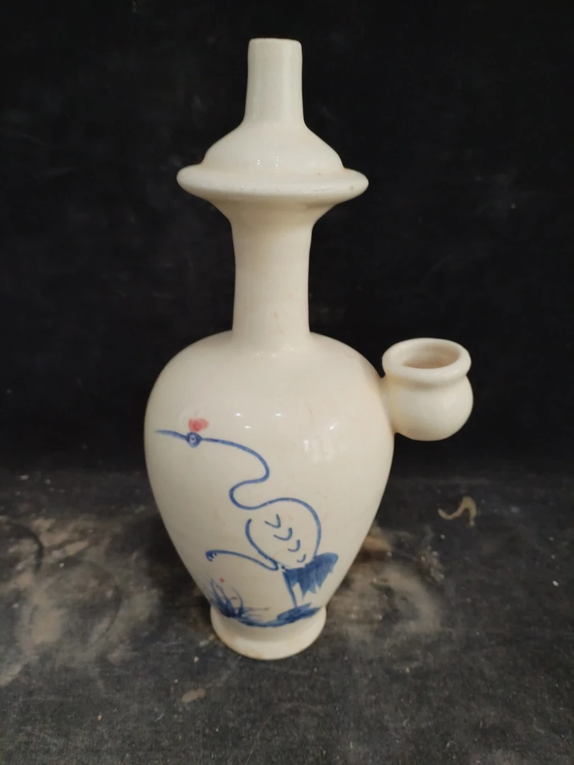 邢窑青花鹤纹执壶