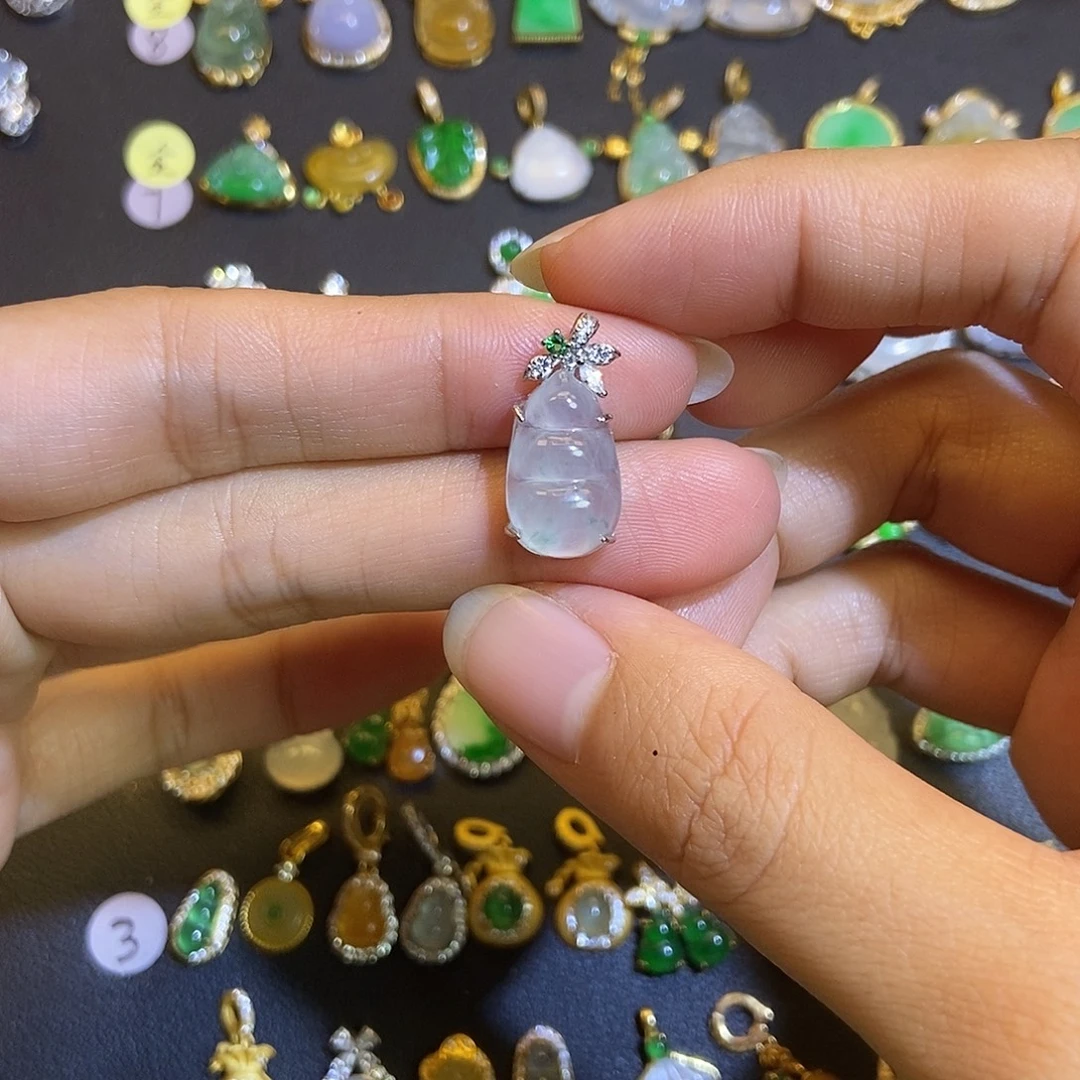 翡翠银S925镶嵌吊坠(不含链)