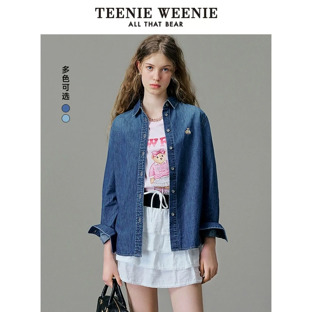 【达人专属】TeenieWeenie小熊25年新款字母刺绣牛仔衫TTYP251204E
