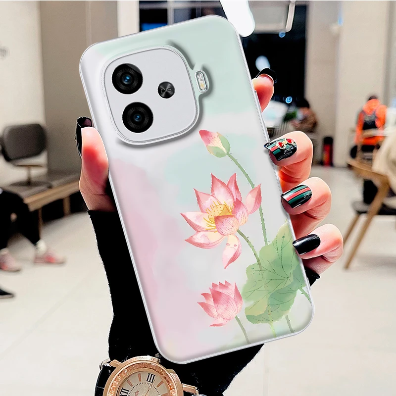 适用VIVOiQOOZ9手机壳高级感好运莲花水凝壳时尚潮防刮防摔保护套