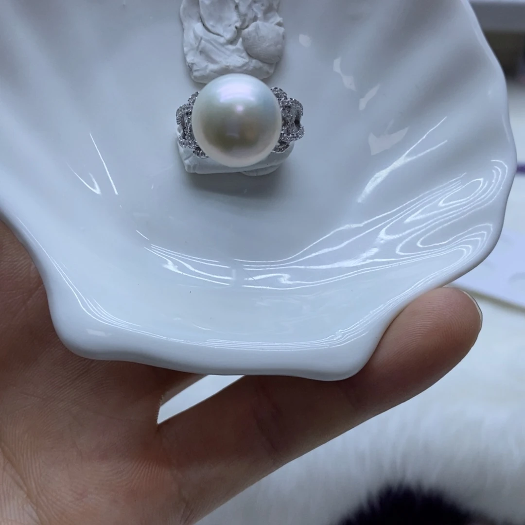 银S925镶嵌戒指淡水珍珠