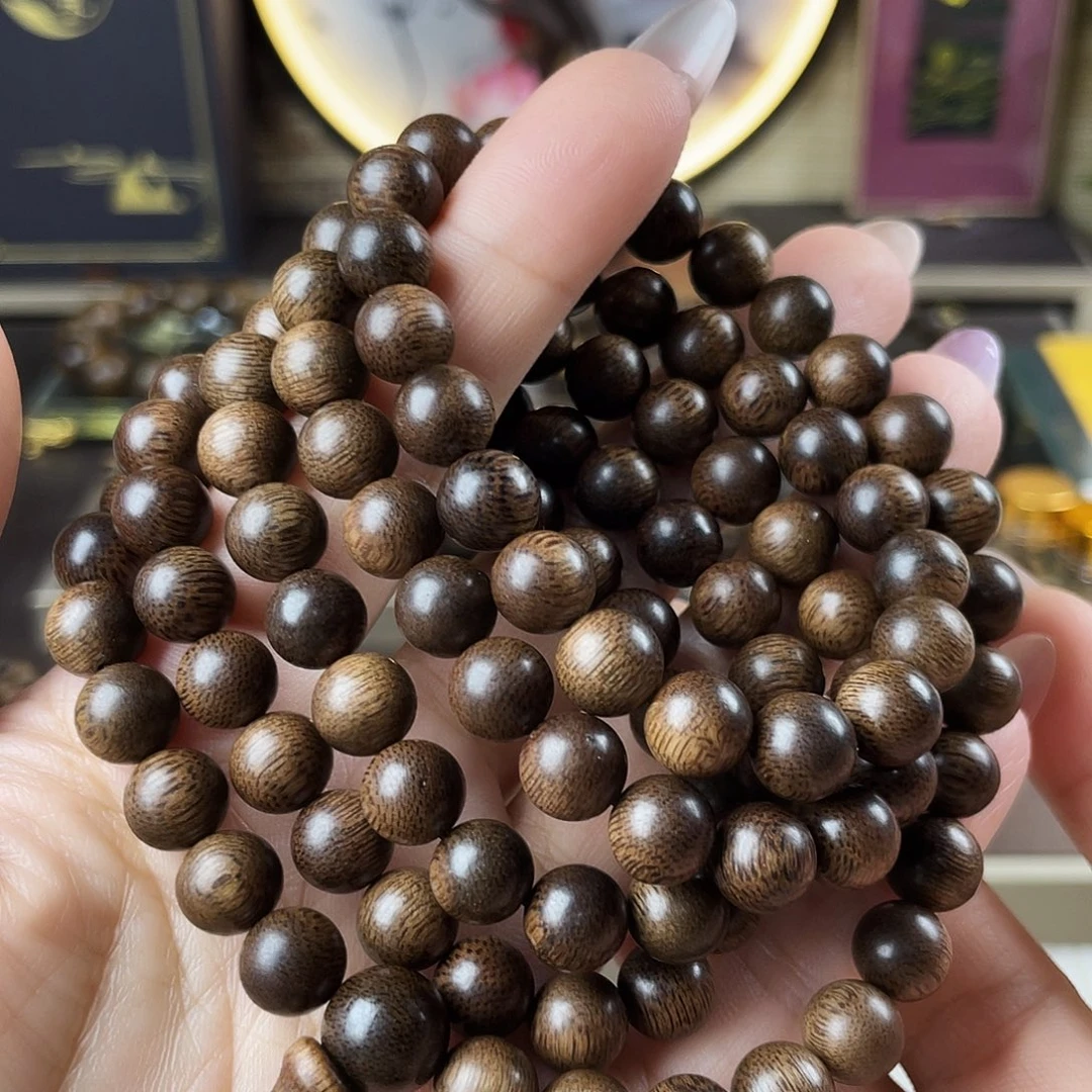 惊***浪沉香手串越南芽庄老白棋玉化老料瘤疤0.9×108