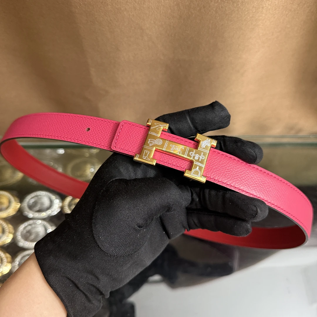 新款女士高档皮带休闲工字扣H扣牛皮腰带潮流时尚休闲百搭韩装饰