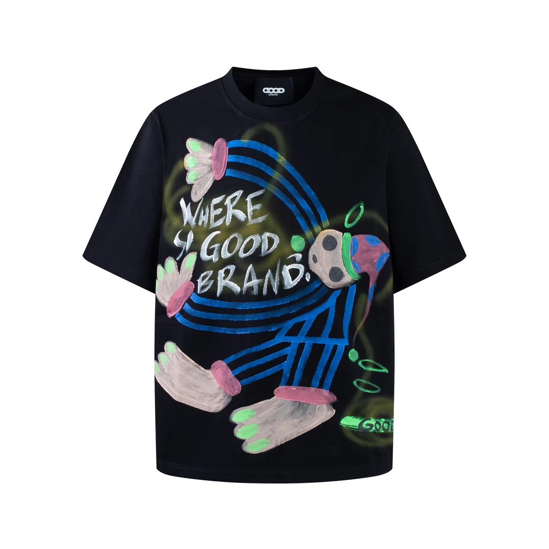 GOODBRAND 睡衣派对系列手绘涂鸦限定廓形时尚短袖T恤 男女同款