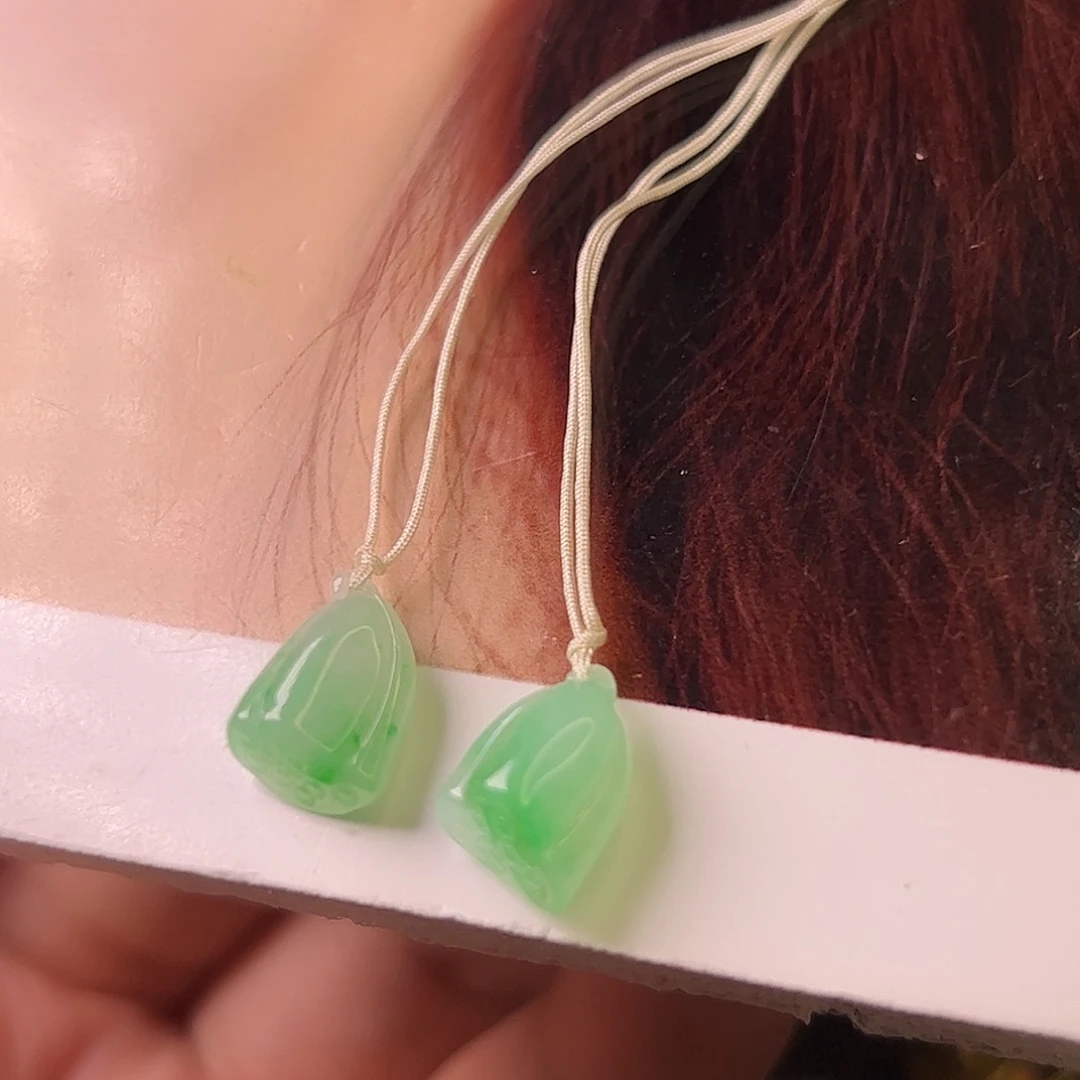 翡翠未镶嵌耳饰好运连连