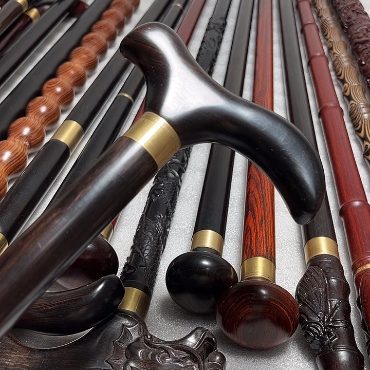 东非黑黄檀（紫光檀）紫光檀弯把手杖