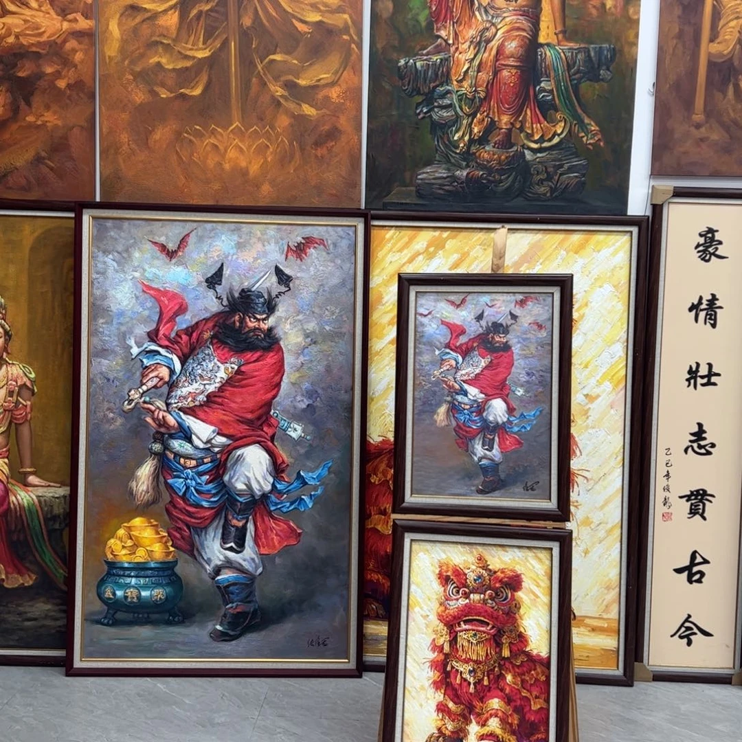 油画50*70的尺寸双幅钟馗