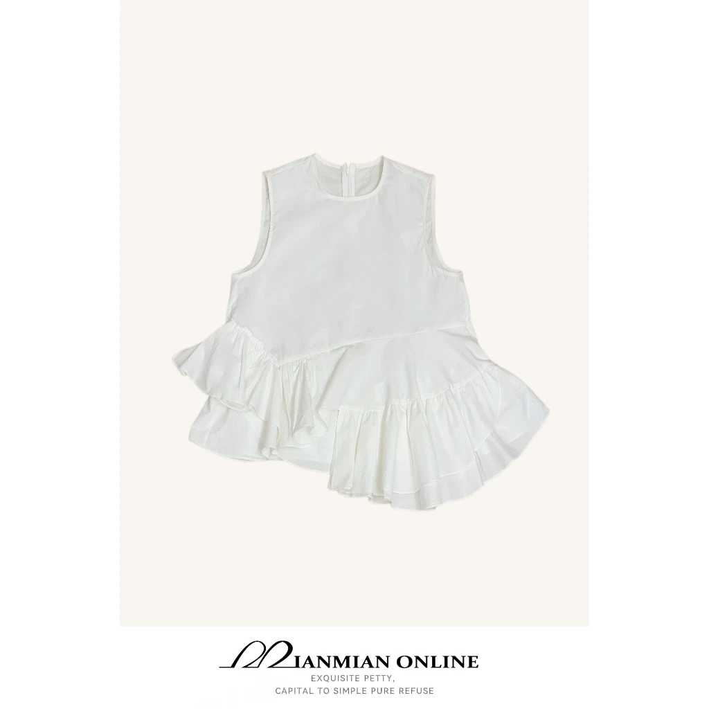 【福利款NO退NO 换】“茉丽”宽松型无袖纯色圆领拼接设计感百搭1152