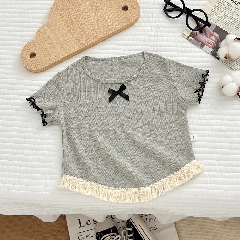 夏款女童甜辣t恤韩版纯色洋气女宝儿童时尚百搭圆领夏季宝宝短袖