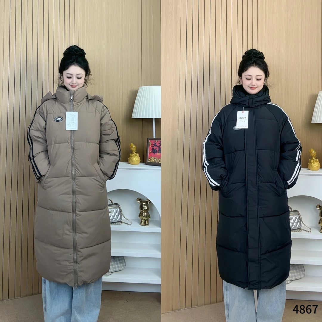 Saeda新款冬季长款棉衣保暖御寒宽松连帽棉服外套YF4867