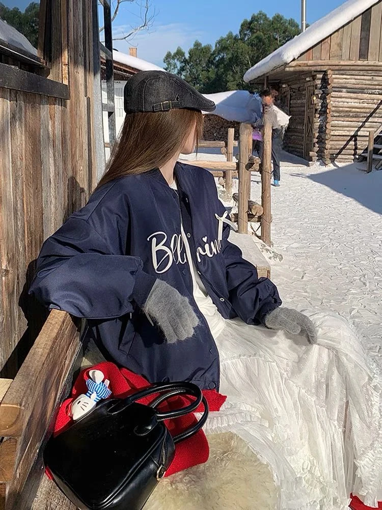 Tian ye 韩版棒球服小众手工蝴蝶结棒球服外套2571