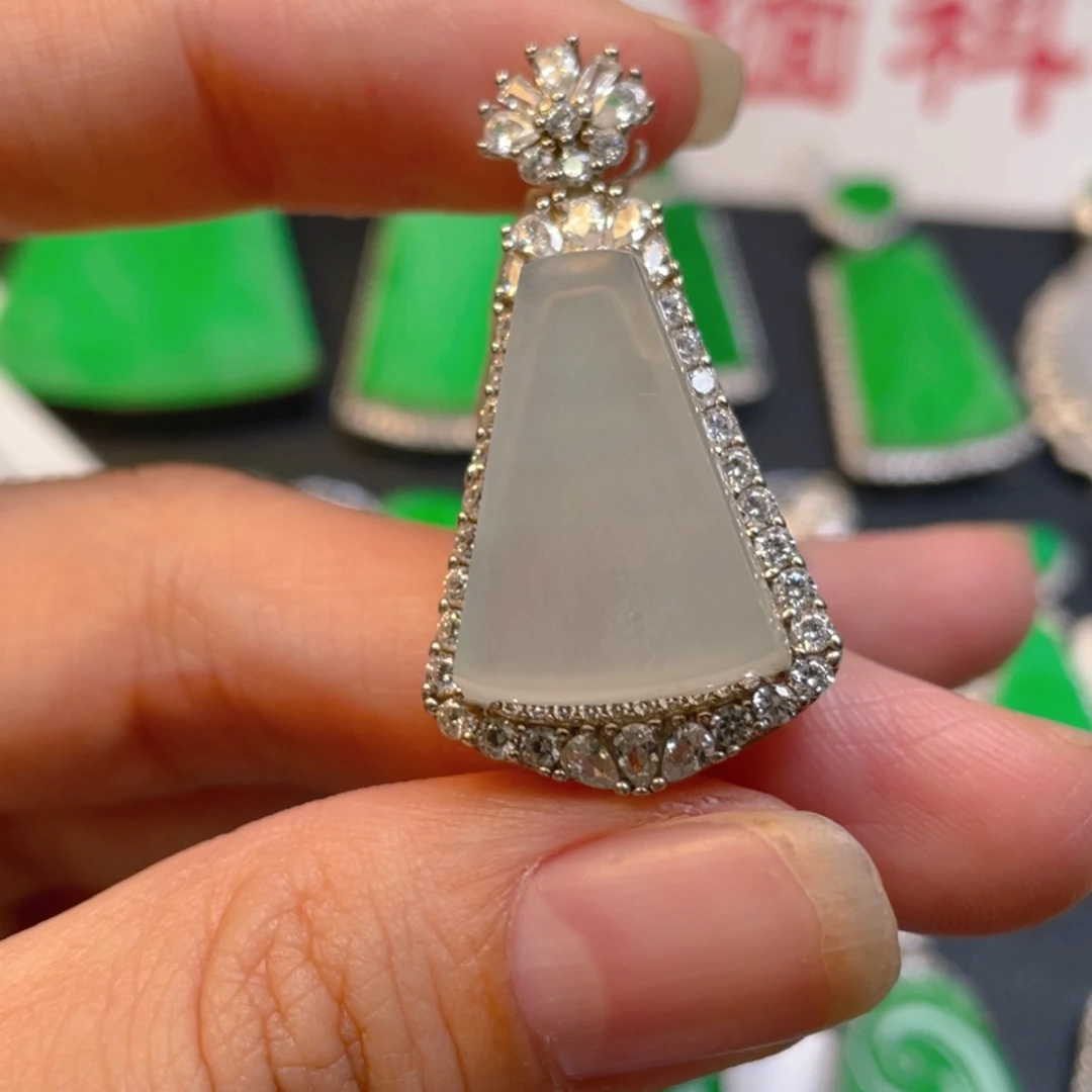 翡翠银S925镶嵌吊坠(不含链)