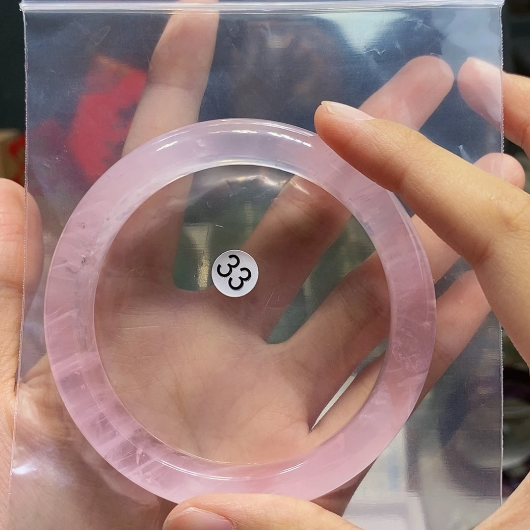 水晶手镯未镶嵌垚*垚62圈粉水晶不退不换