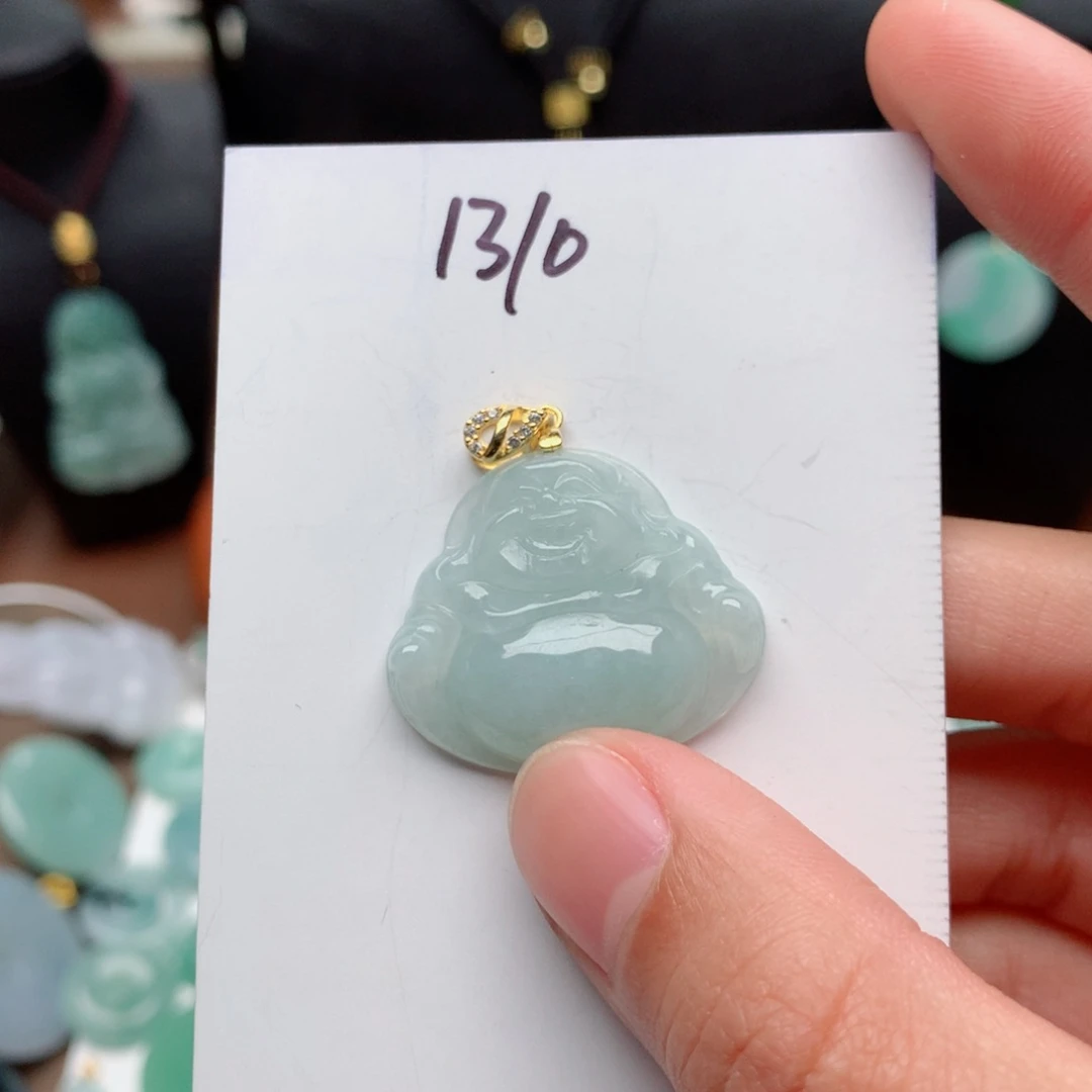 翡翠颈饰银S925镀金镶嵌吊坠