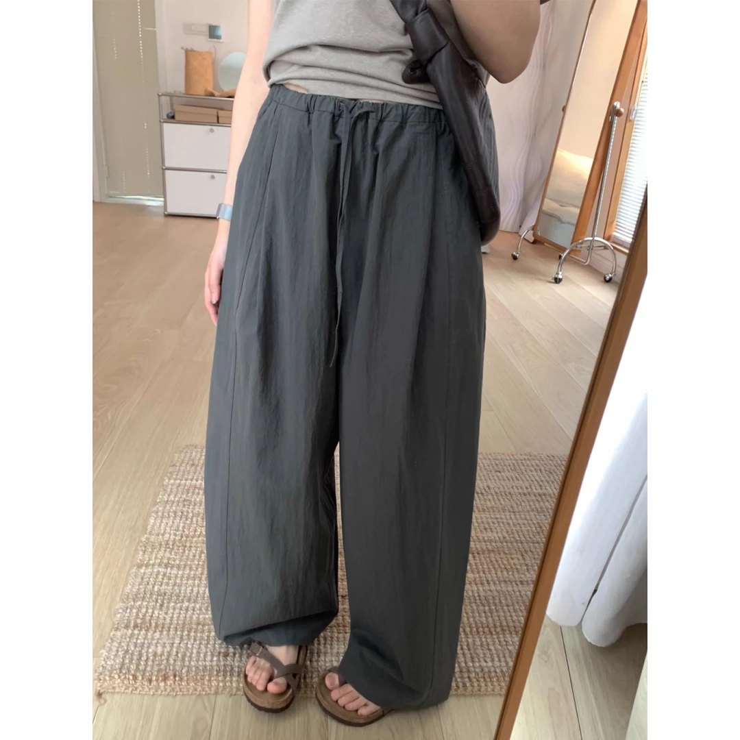 巨推荐，好穿松弛感松紧腰休闲裤女夏季新款百搭宽松直筒阔腿裤子