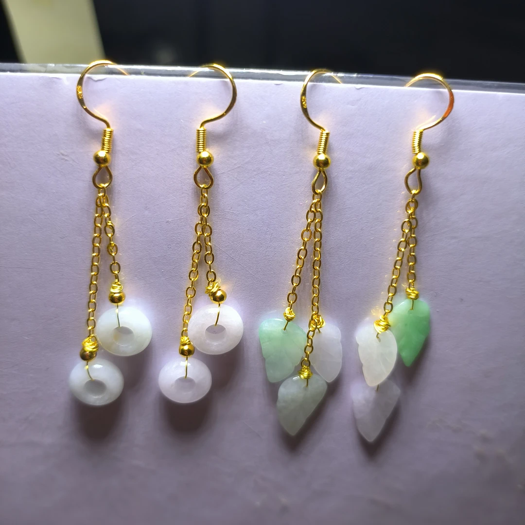 天然缅甸A货高冰翡翠925镶宫廷民族风精美百搭长款耳坠潮流