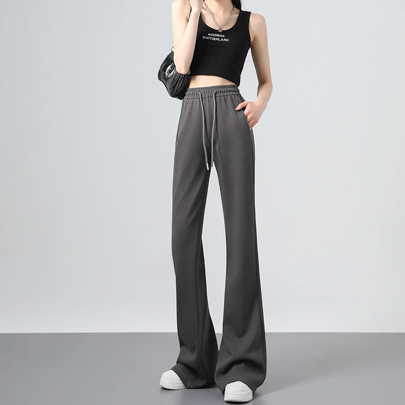 锡特帕第热销运动微喇叭裤女春高腰垂感显瘦辣妹马蹄裤美式