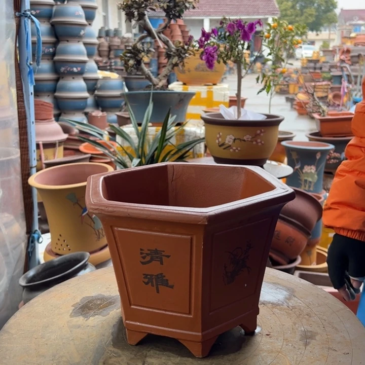 紫砂宜兴紫砂红六方清雅26